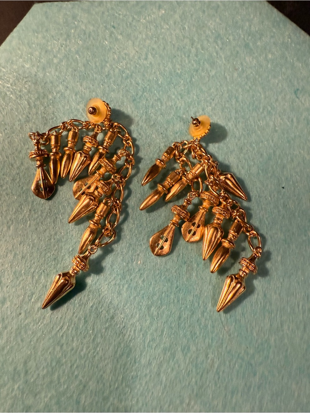 Gold-Tone Fringe Spike Dangle Earrings